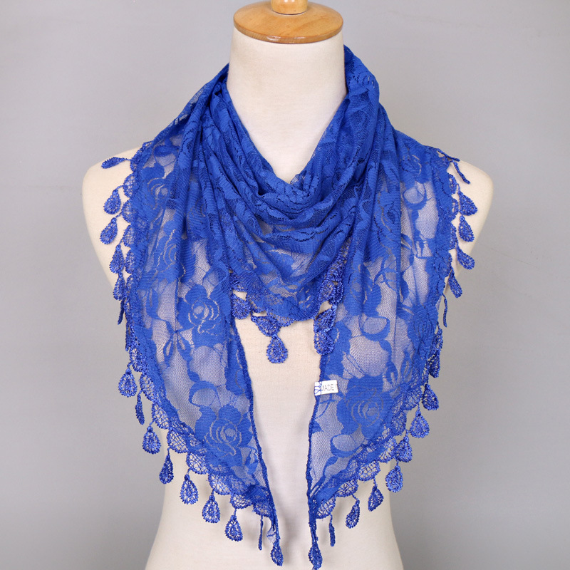 Femmes dentelle écharpe pour église gland Triangle écharpe pure foulards floraux église prière châle espagnol mantille dentelle Bufanda Mujer