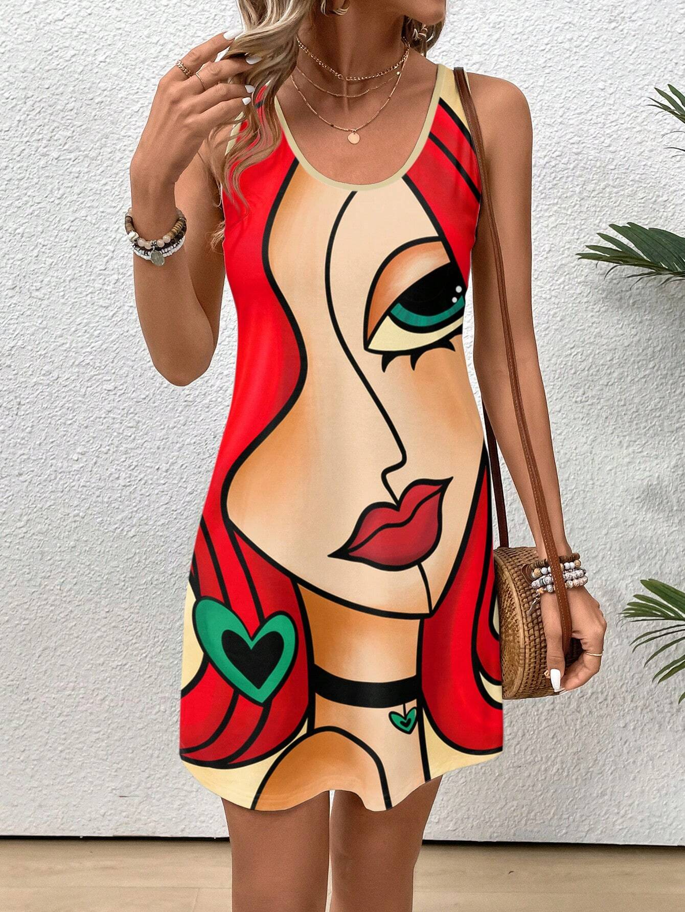 Robe débardeur courte à col rond pour femmes, décontractée, Vintage, motif Floral, adaptée aux vacances d'été, vêtements Y2k