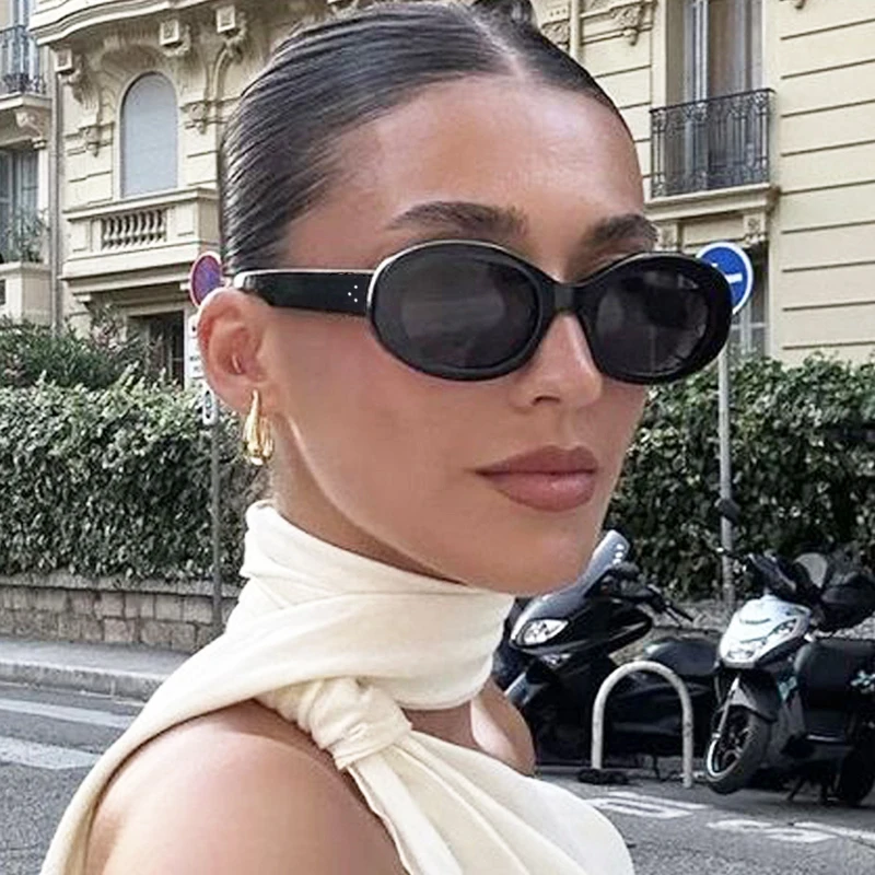 Lunettes De soleil ovales rondes De luxe pour femmes et hommes, marque De styliste, mignonnes lunettes De soleil noires, couleurs miroir Oculos De Sol