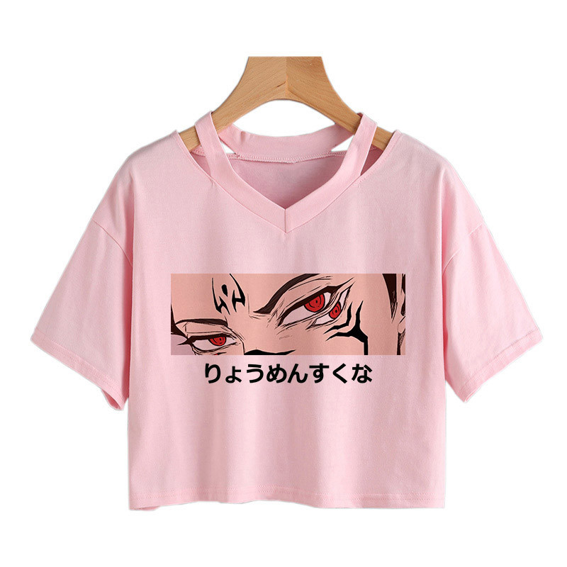 T-shirt imprimé graphique Anime japonais pour femmes, Harajuku, Crop Lomgs, Short At Tee Shirt, Top gothique vintage, Vêtements Y2K, 1500
