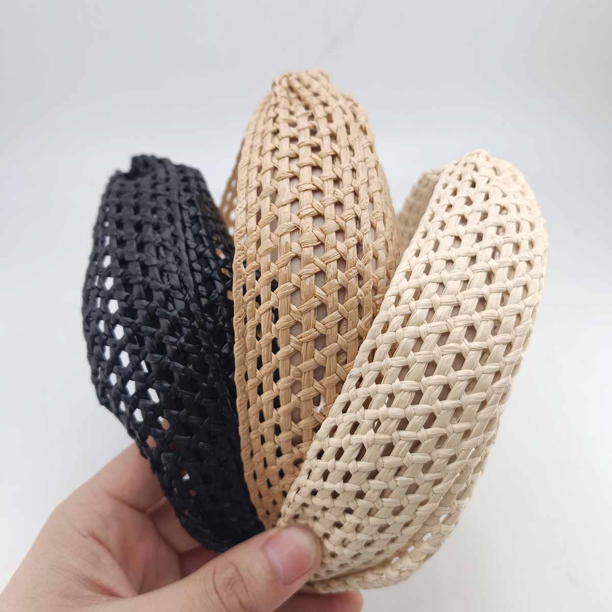 Femmes bohème larges bandeaux croix noué paille tissage bandeau été plage tête cerceau couleur unie cheveux accessoires chapeaux