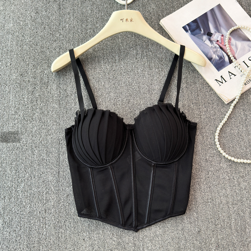 Mode coréenne maille été mode arête de poisson camis Corset mince Hotsweet débardeur femmes doux haut court