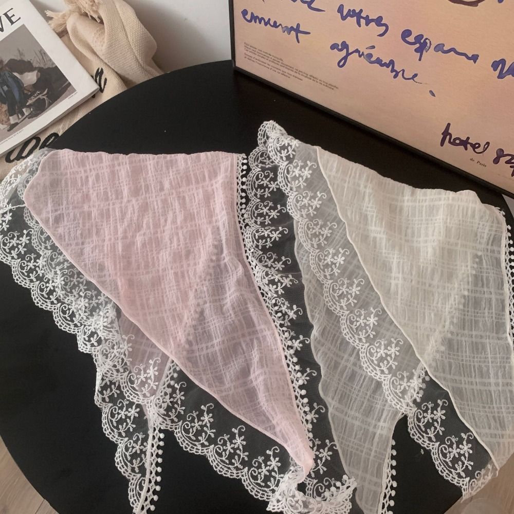 Écharpe de plage française en dentelle douce, foulard, bandeau, écharpe en soie, écharpe triangulaire, accessoires
