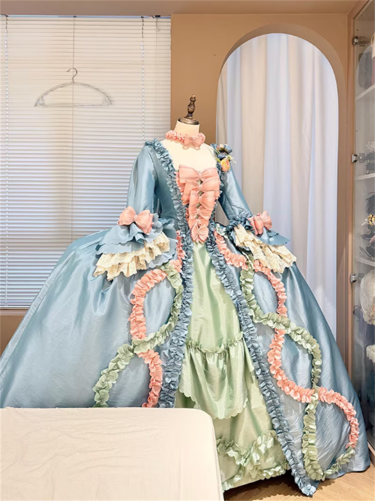 Robe à la Française du XVIIIe siècle, style Rococo, robe Marie-Antoinette, duchesse géorgienne, robe de bal de la Cour royale française pour reconstitution historique