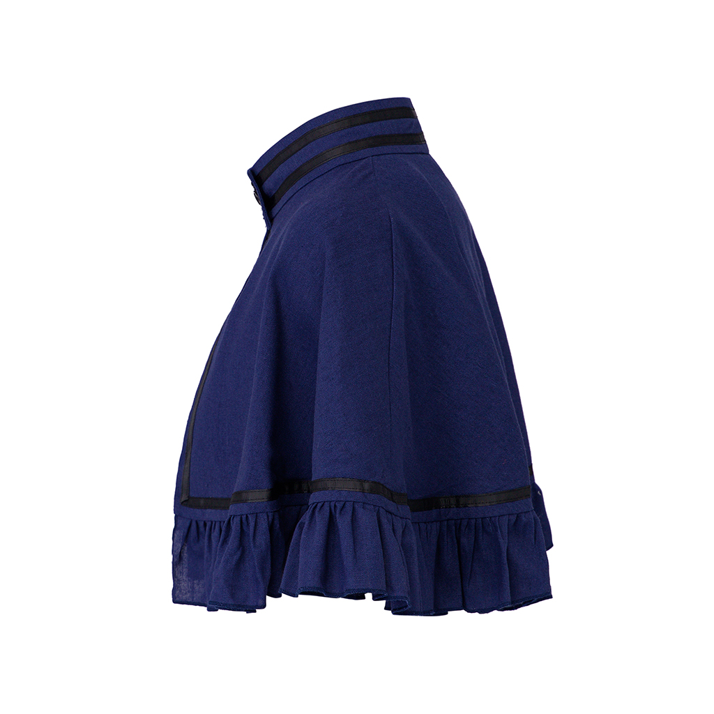 Cape victorienne bleue pour femme, ourlet à volants, court Everak, robe médiévale victorienne, châle, théâtral Cos, cape, événement, tenue historique LARP