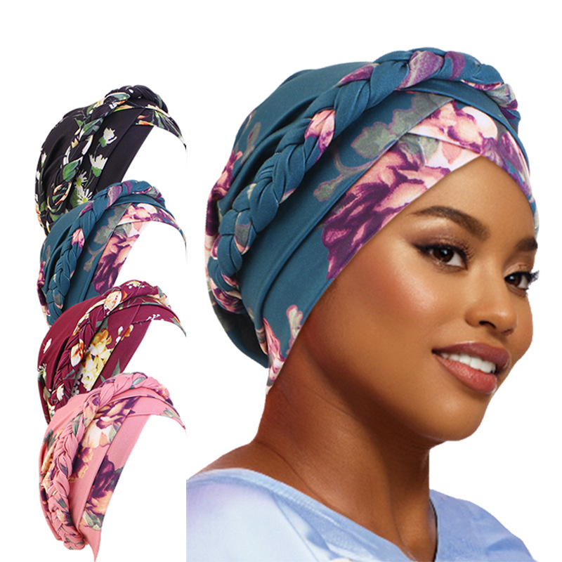 Nouveau bandeau africain Turban casquette impression torsions tresse tête casquette turban africain et calotte