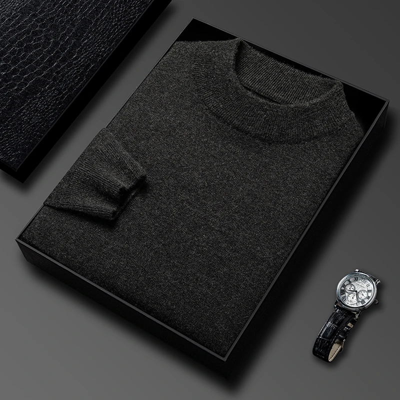 Pull en tricot demi-col roulé pour homme, sweat-shirt à col montant, couleur unie, de marque, décontracté, nouvelle collection automne/hiver