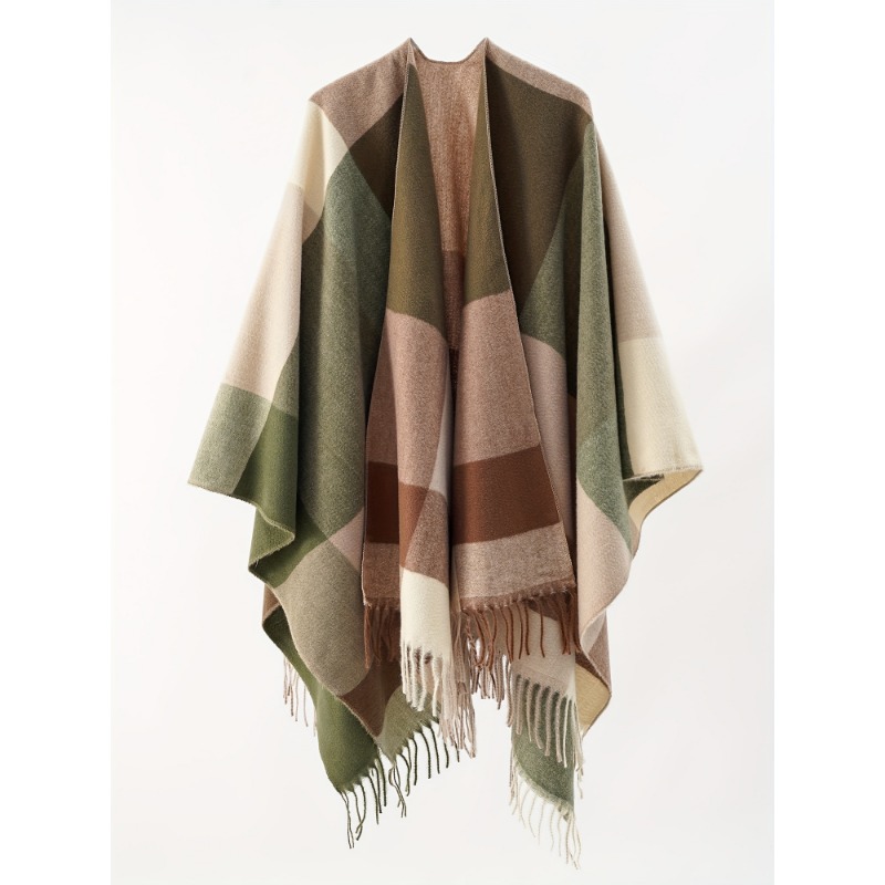 Cape châle résistante au froid pour femme, 1 pièce, grande taille, plaque ouverte, Style châle, veste pull, adaptée aux vêtements de soirée d'automne et d'hiver