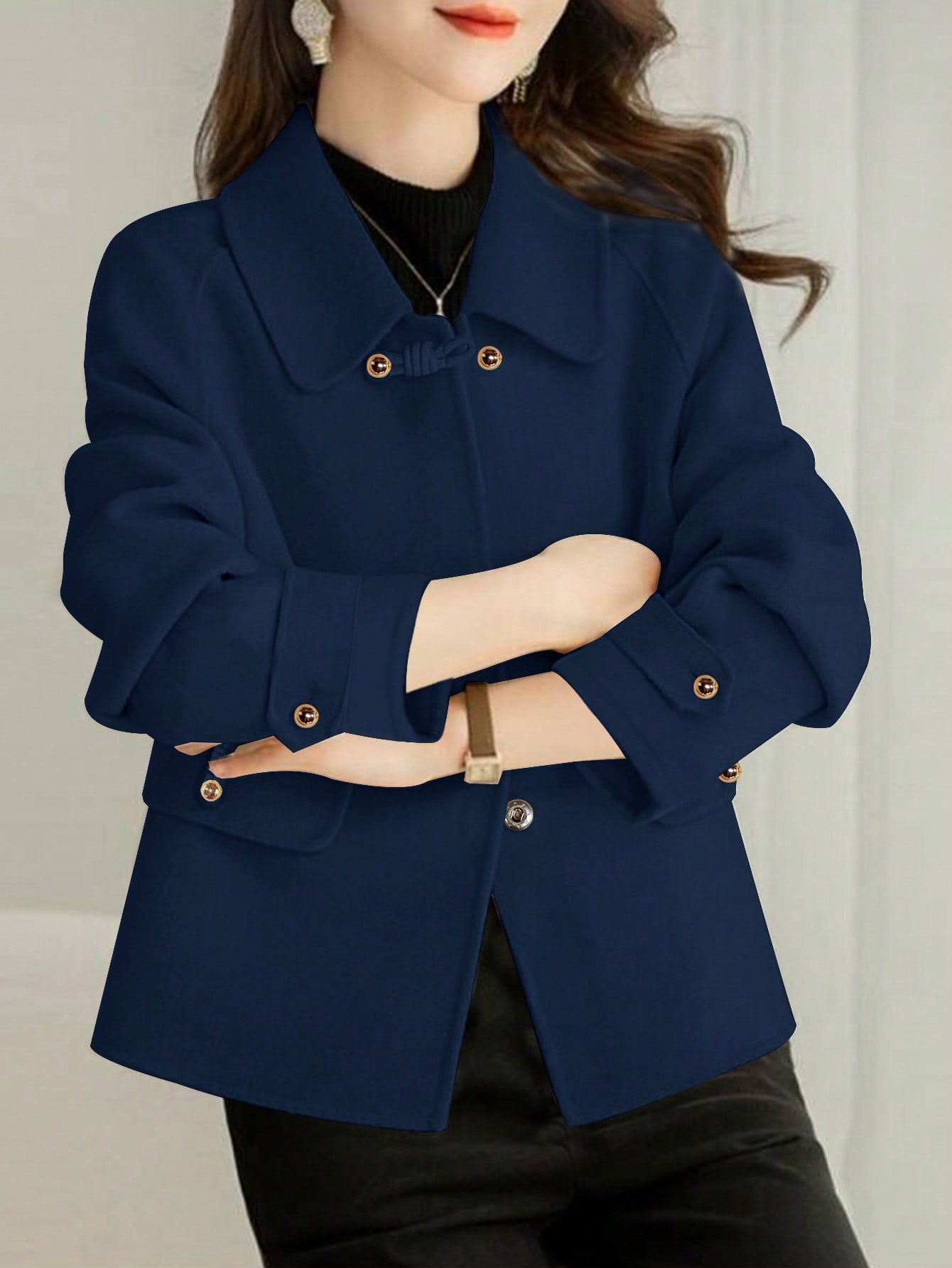 Manteaux courts solides élégants pour femme, vêtements chauds d'automne et d'hiver pour femme, tenues formelles de bureau, nouveaux vêtements d'extérieur