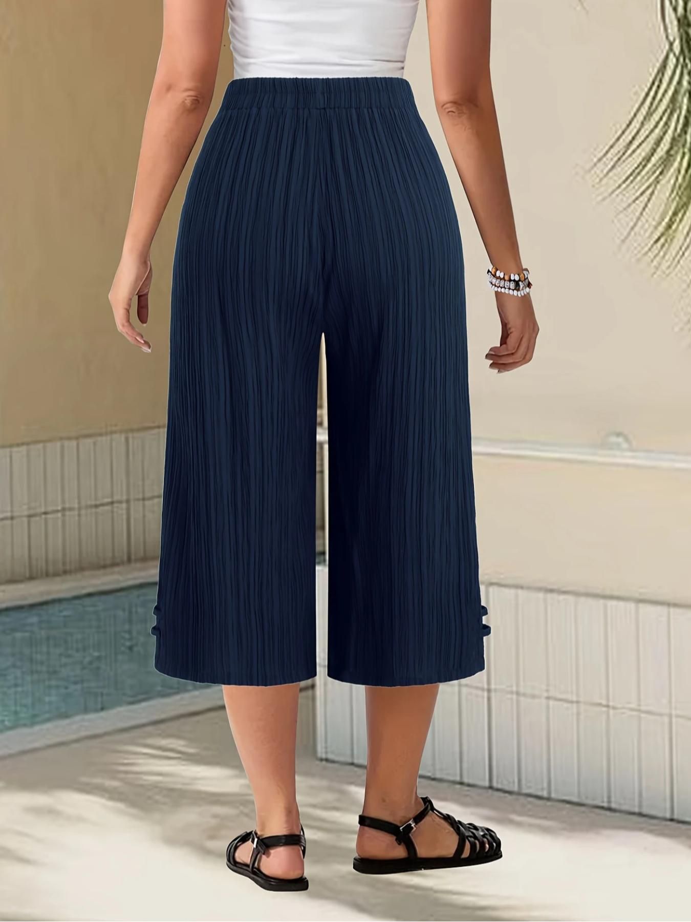 Pantalon femme grande taille mode d'été rayures Texture taille naturelle cheville jambe large pantalon quotidien