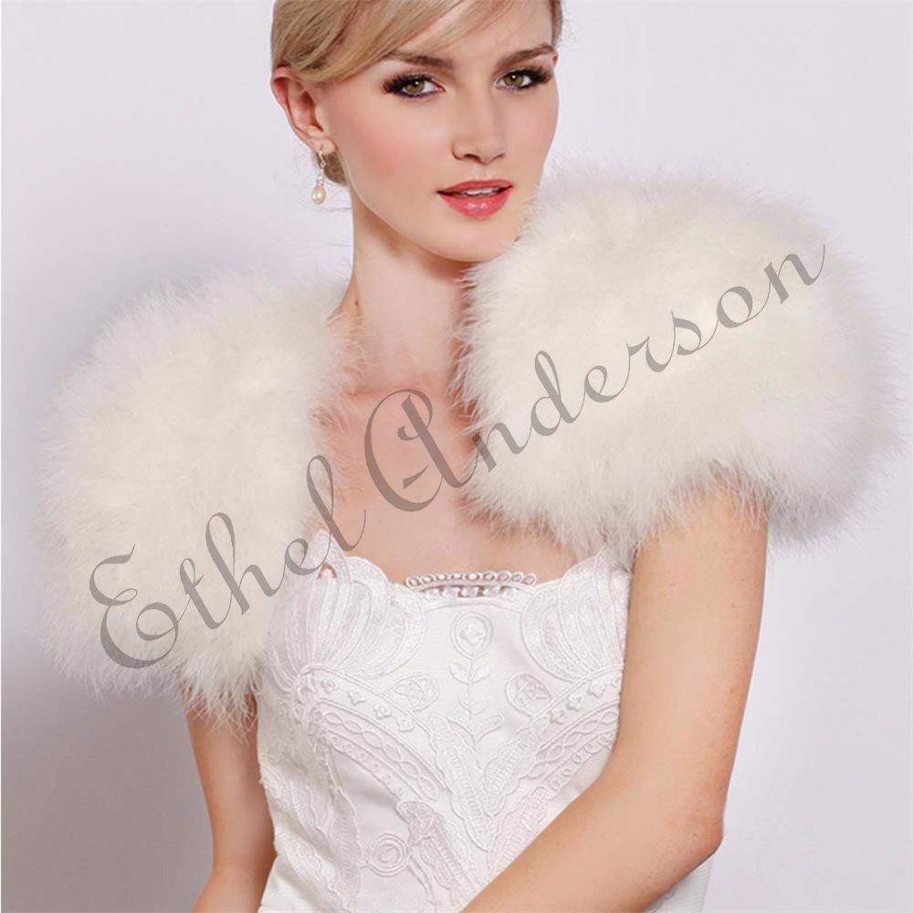 Boléros en Plumes d'Autruche Rose Poudré et Blanc, Châle de Mariée en Fourrure, Manteau de Luxe pour Mariage Hivernal, Cape Écharpe pour Fête de Mariage