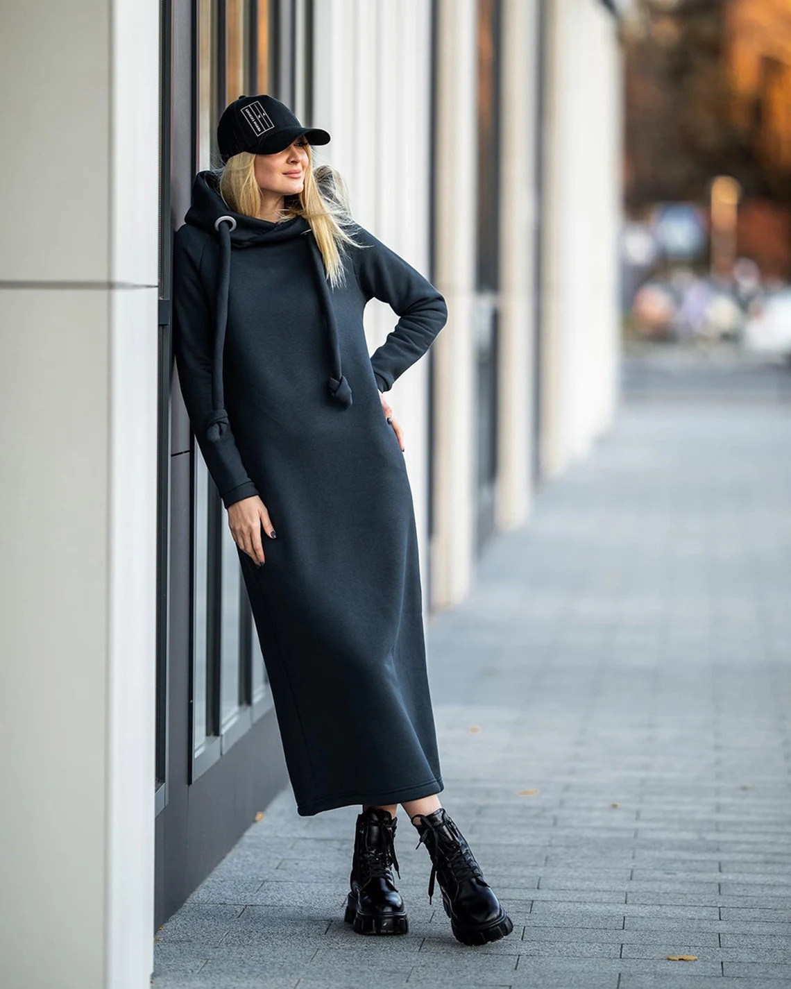 Femmes mode automne hiver nouveau ample grande tricoté à capuche longue robe velours à capuche robe tenue décontractée épissage robe chaude