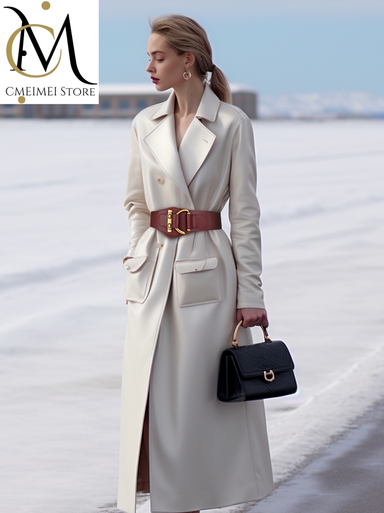 Ceinture large élastique en cuir véritable pour femmes, tendance, boucle en métal élégante, légère pour robes, manteaux, costumes