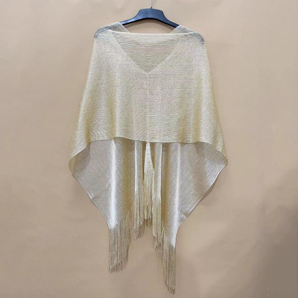 Écharpe de Protection solaire d'été, glands dorés et argentés, écharpe de mariage, robes de tempérament élégantes, châles pour femmes