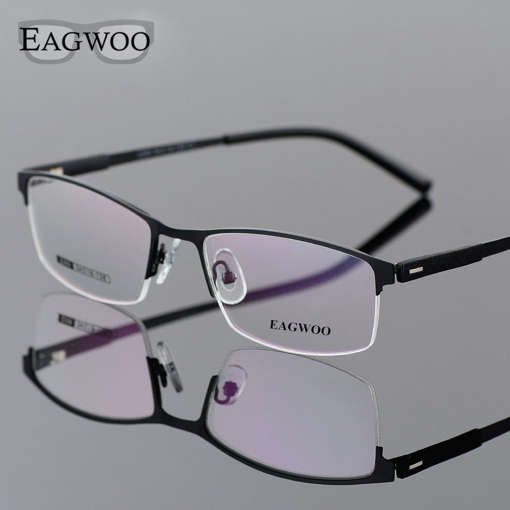 EAGWOO affaires lunettes cadre demi jante lunettes optiques hommes lunettes or cadre lunettes pour myopie lecture printemps Temple 2299