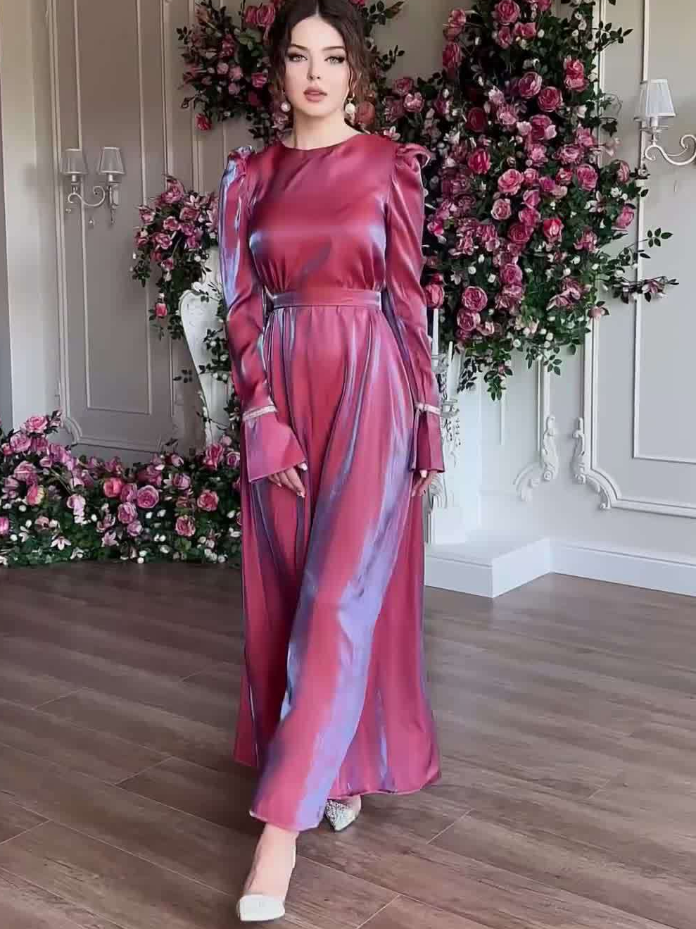 Robe longue à lacets pour femmes musulmanes, Abaya, Maroc, Robe de soirée, Ramadan, Kaftan, Islam, Robe éducative, Robe large, Robe soyeuse, Eid Dubai, 2024