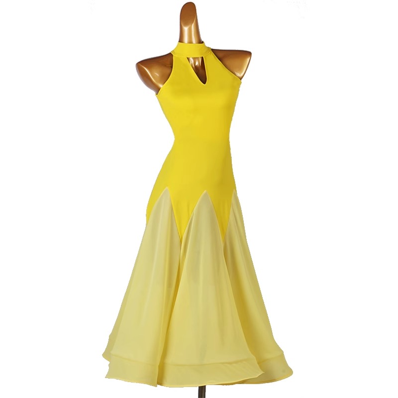 Costumes de spectacle de danse Standard pour femmes, vêtements d'entraînement élégants, robes en gaze corporelle, valse, scène de compétition de Jazz moderne pour adultes