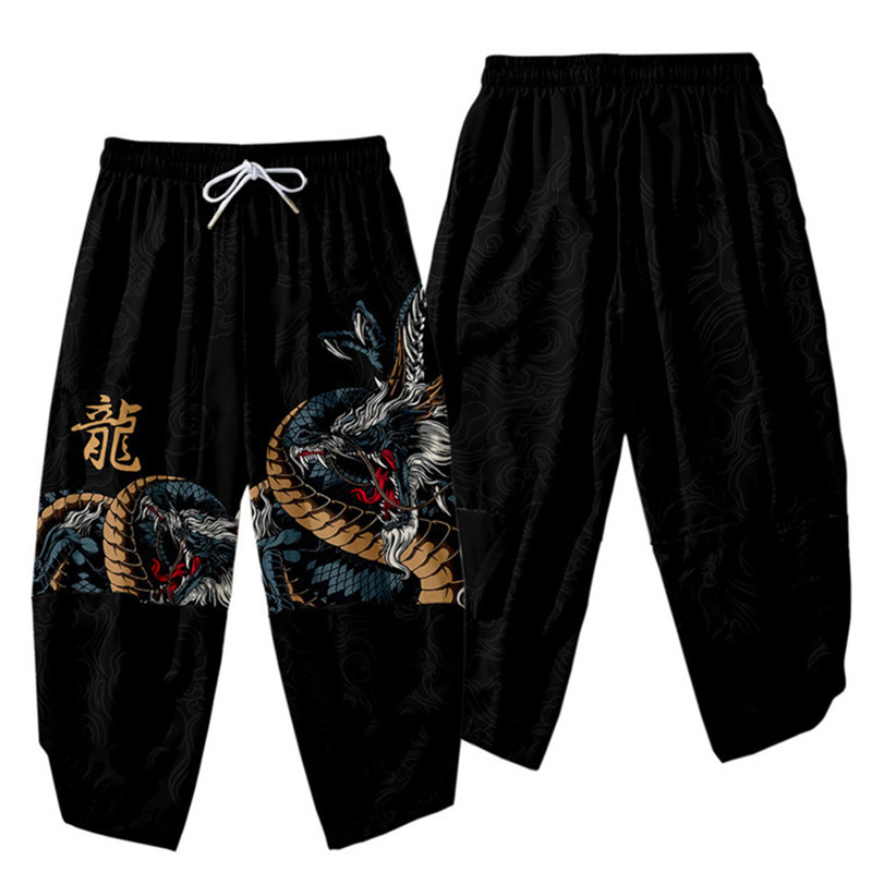 Ensemble de pantalons kimono japonais pour hommes, style chinois, cosplay traditionnel, pantalon sarouel thaïlandais, streetwear Harajuku, pantalons pour garçons