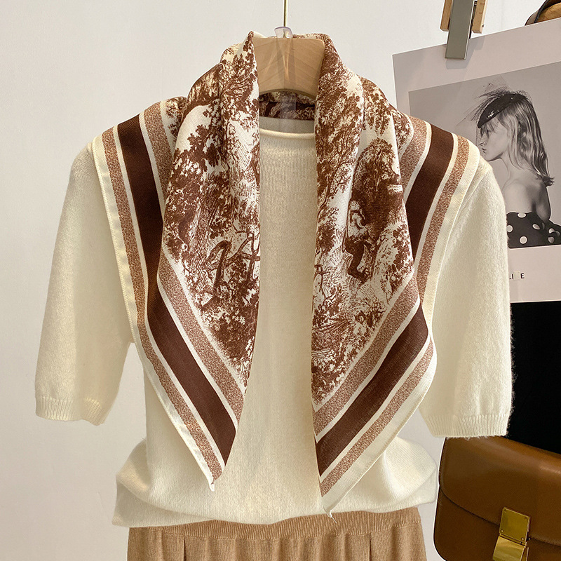 Foulard hijab en coton pour femme, petit châle, bandana carré, 68x68cm
