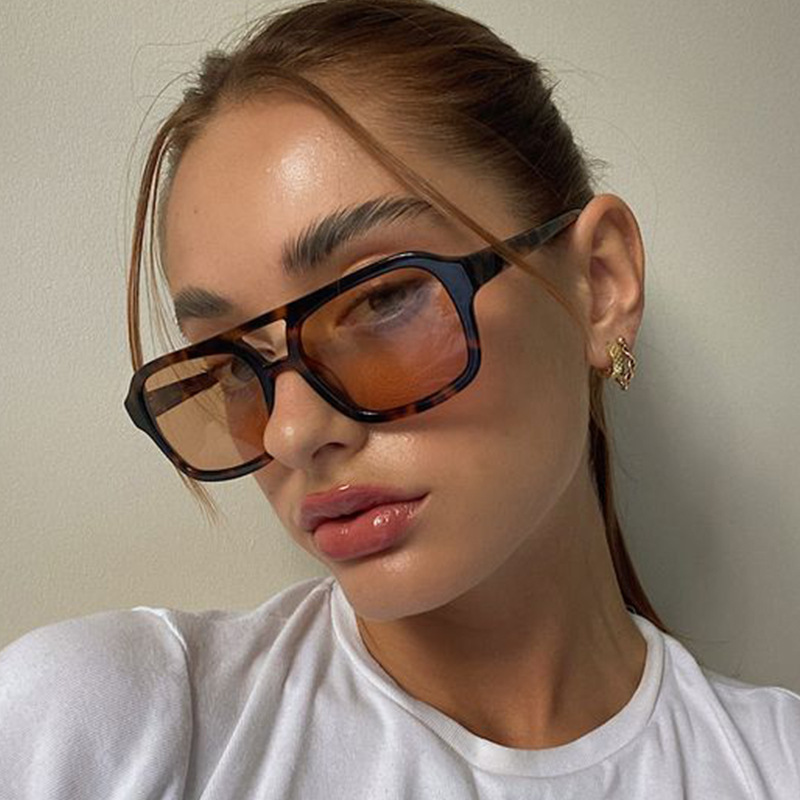 Grandes lunettes de soleil carrées mode lunettes de soleil pour femmes hommes tendance lunettes jaune bleu lentille rétro Vintage lunettes voyage 307460