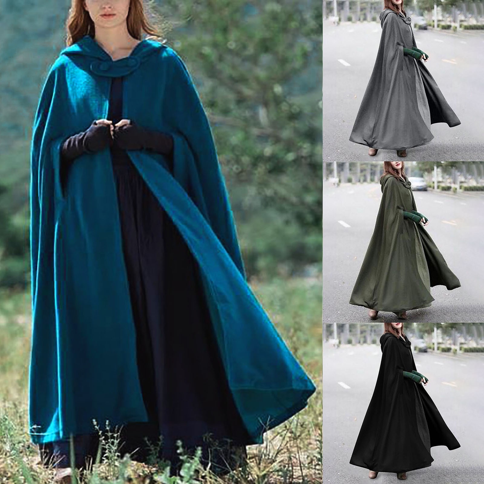 Cape d'hiver à capuche Trench Coat femmes Cape gothique femmes Trench manteau ouvert avant Cardigan veste manteau Cape Cape Poncho Plus