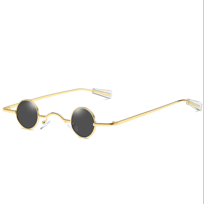 Petites lunettes de soleil rondes pour femmes, rétro, tendance, large pont, marque, styliste, punk, steampunk, vintage, nuances noires