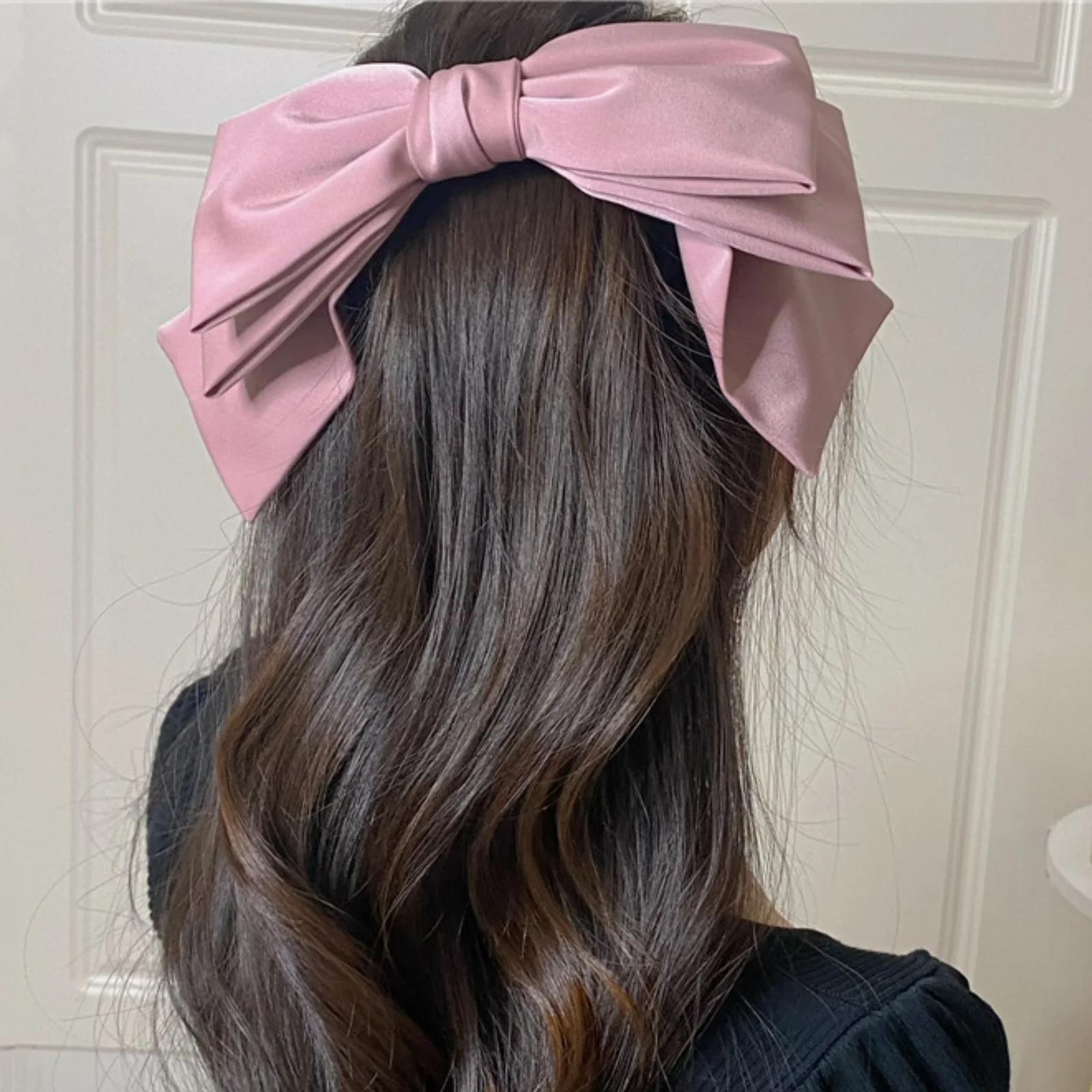 Nouvelle Grande Pince à Cheveux en Satin, Nœuds pour Cheveux, Rose Uni, Noir, Multi-couches, Épingles à Cheveux Coréennes Tendance pour Accessoires Capillaires