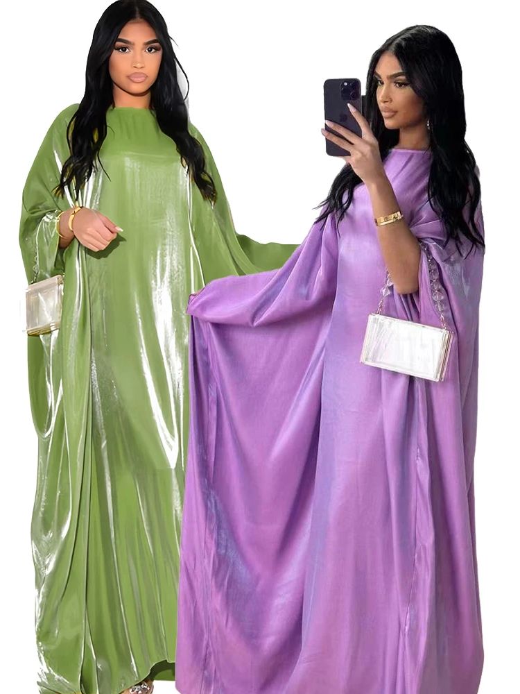 Abaya-Robe de Luxe en Satin pour Femme Musulmane, Vêtement Éducatif, Type Kaftan, à Motif de Papillon et Chauve-Souris