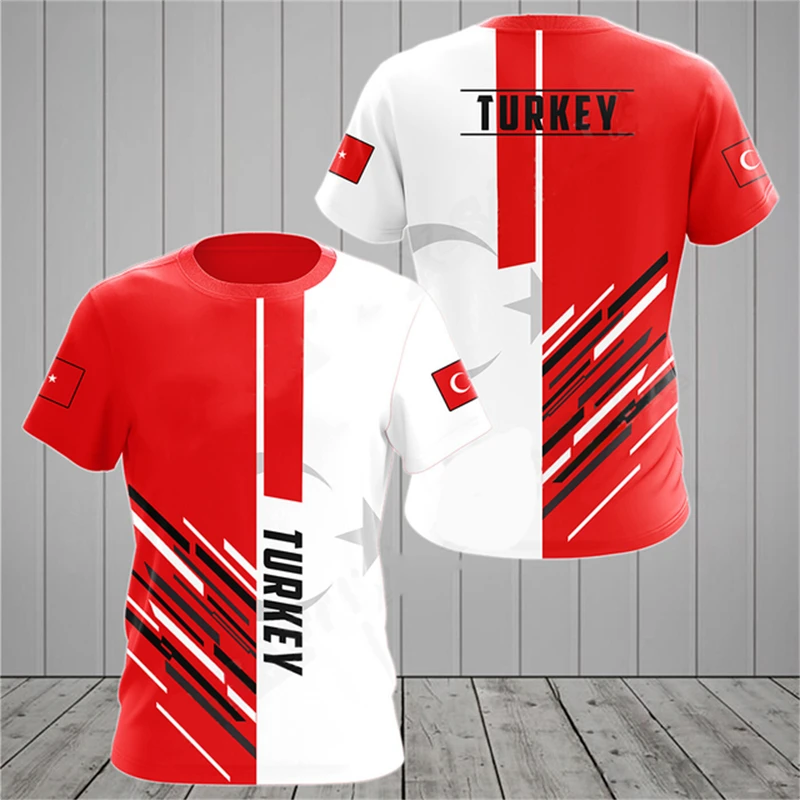 Drapeau turc Graphique T-shirts Militaire Camouflage Tops Sports de Plein Air Football Manches Courtes Imprimé Turquie T-shirt Décontracté