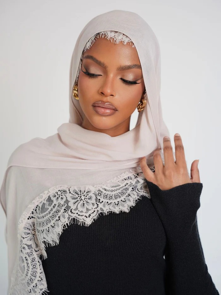 Hijabs en modal à dentelle pour le Ramadan, imprimé à pois double face, pour femmes, foulard de mode musulmane, couvre-chef pour femmes, turban