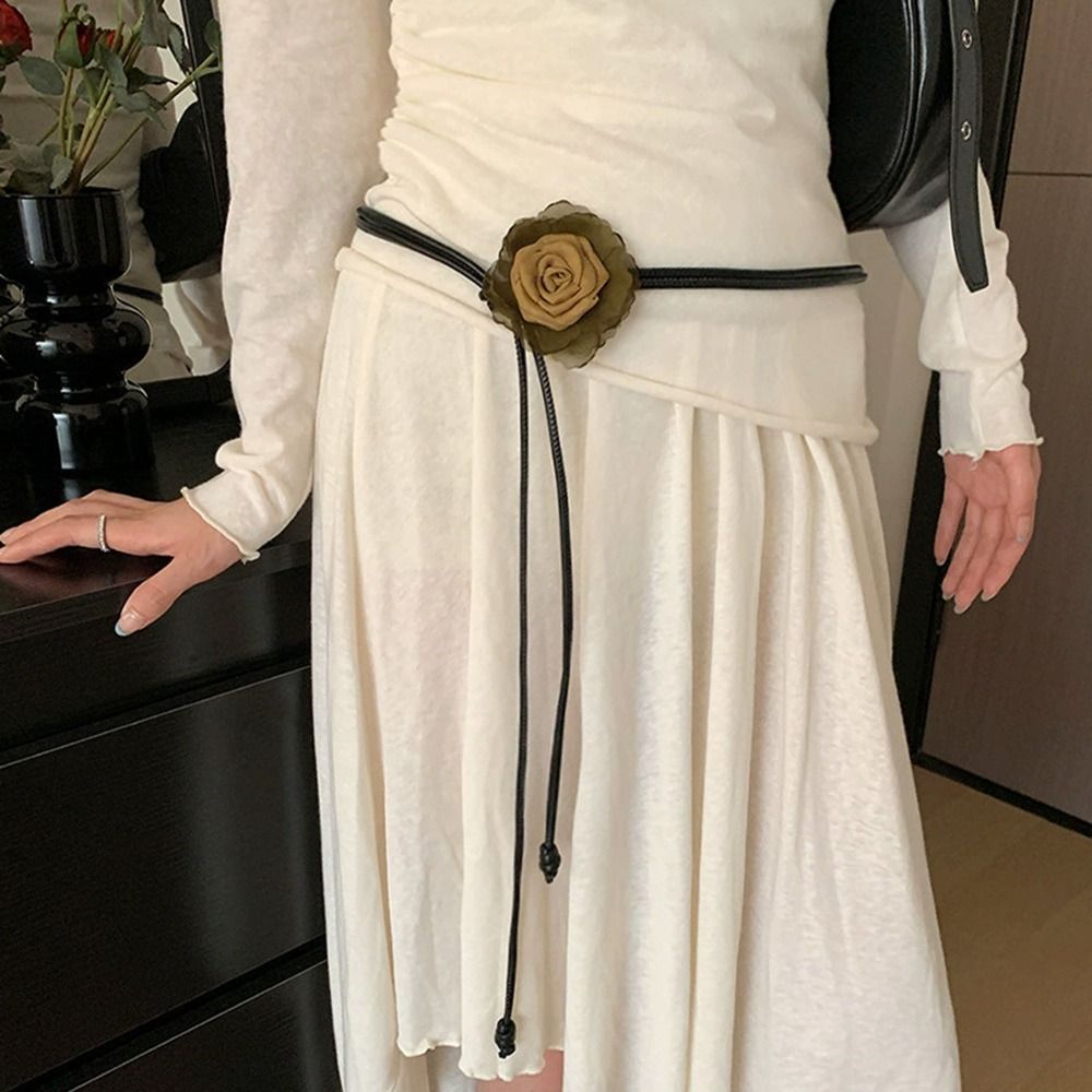 Ceinture florale ethnique haut de gamme style bohème rétro avec fleurs séchées pour femme et jeune fille