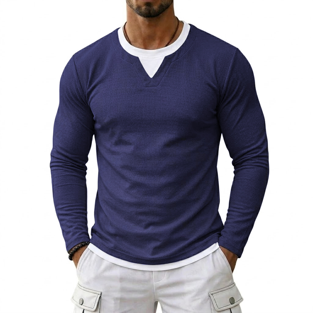 T-shirts de luxe à manches longues pour hommes – Marques décontractées, col gaufré, respirants, maillots de football, vêtements de sport pour homme