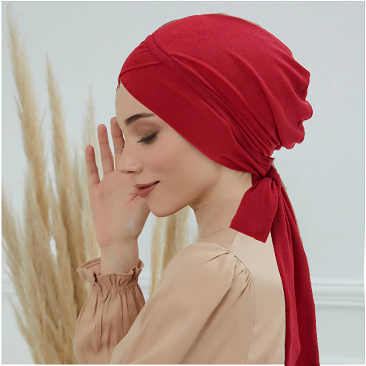 Fronte croisée femmes Hijab couleur unie dames musulmanes Turban Bonnet longue queue tête enveloppement foulard chapeaux indiens