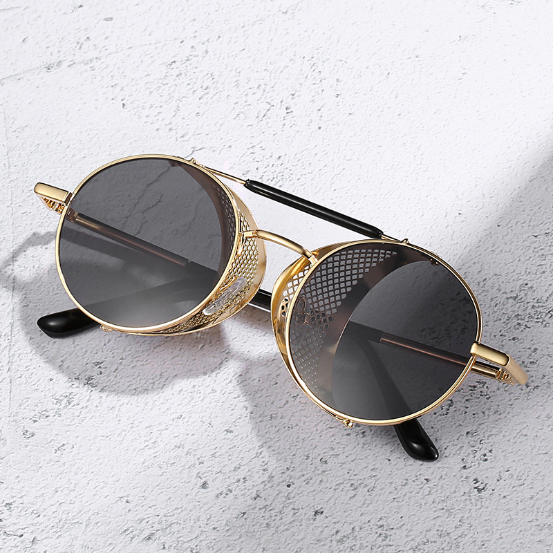 Lunettes de soleil rondes Steampunk pour hommes et femmes, en métal, Design de marque, Vintage, haute qualité, UV400 Gafas, nouvelle collection