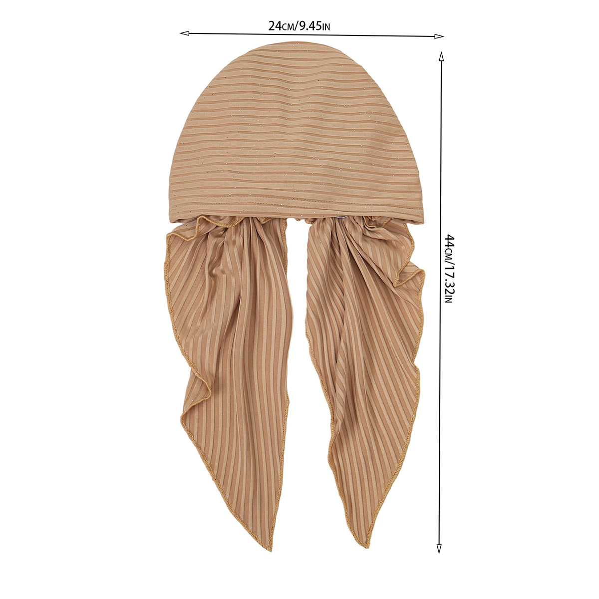 Chapeaux Turban Hijab Musulman à Rayures Tendance, Foulards à Longue Queue, Bonnets Hijab Élastiques Respirants pour Femmes et Filles