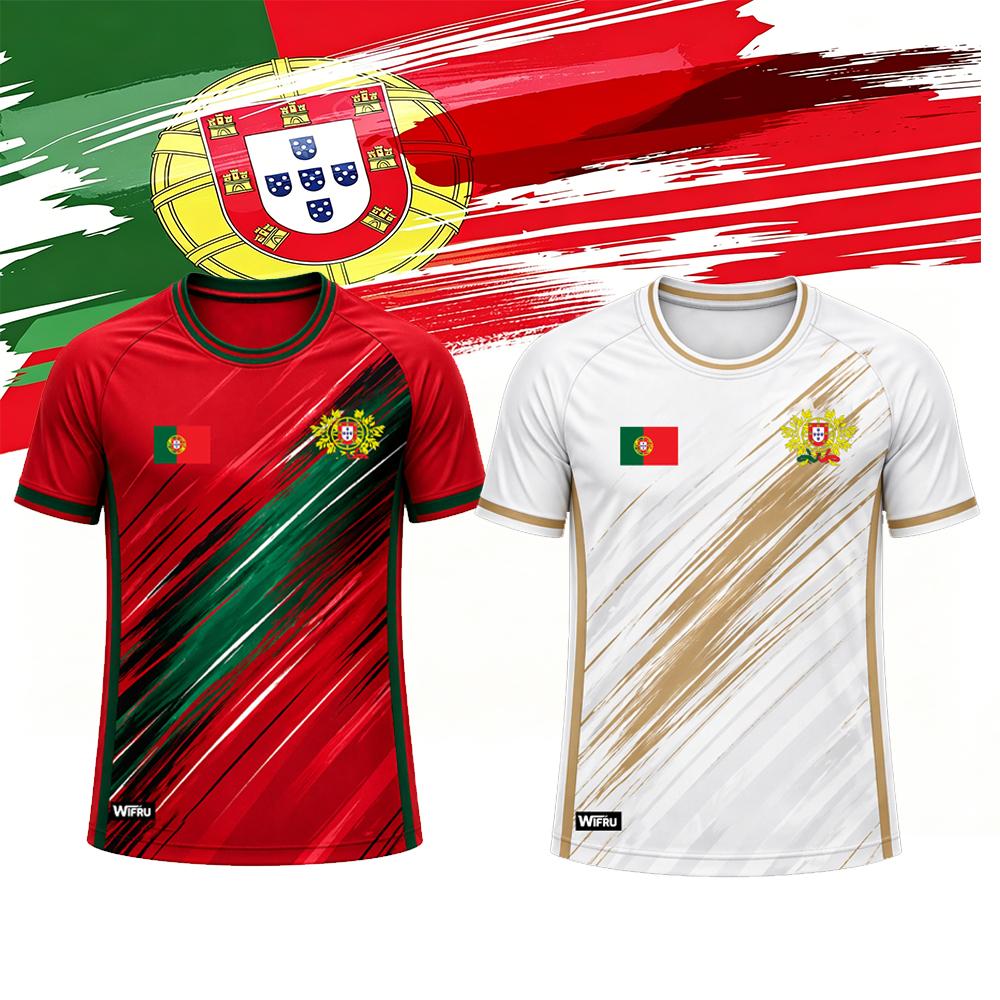 Maillot de football pour homme avec drapeau portugais 2026, respirant et à séchage rapide, sportif et décontracté, un excellent cadeau pour les fans.