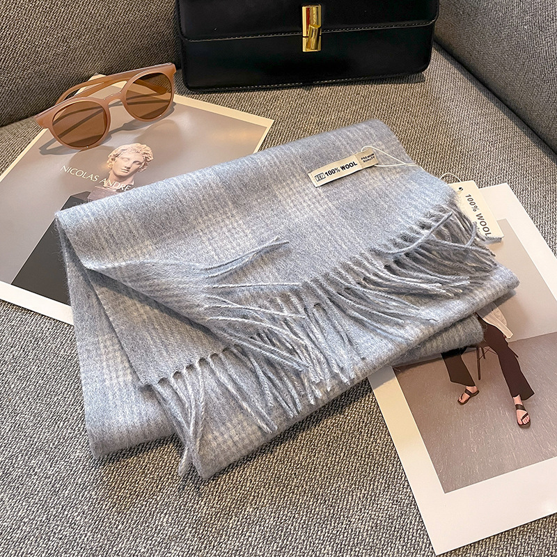 Luxe hiver 100% laine écharpe femmes Plaid cachemire mouchoir chaud Pashmina femme châle enveloppement doux Bufanda foulards étole