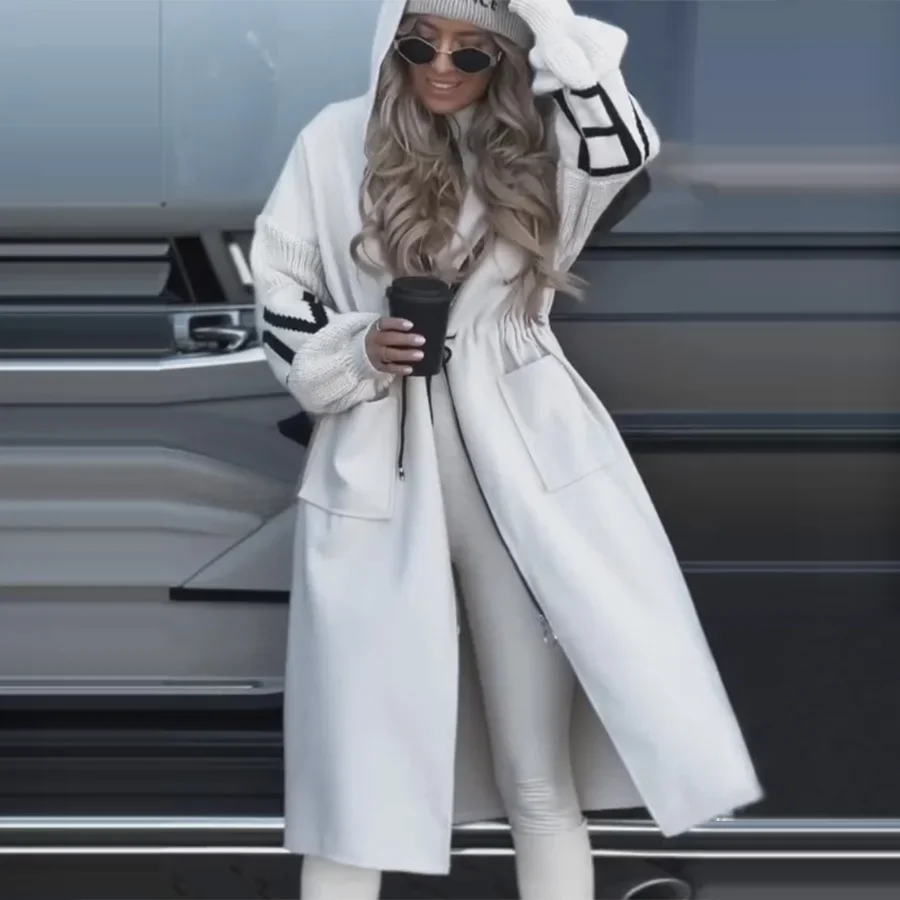 Manteau parka long pour femme, blanc, à capuche, épais et chaud, nouvelle collection printemps, élégant, décontracté, tendance, vêtements pour femmes
