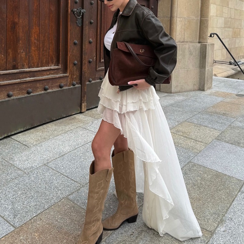 Jupe à ourlet irrégulier pour femmes, vêtements décontractés, mode printemps et automne, tempérament, taille élastique, jupe a-word