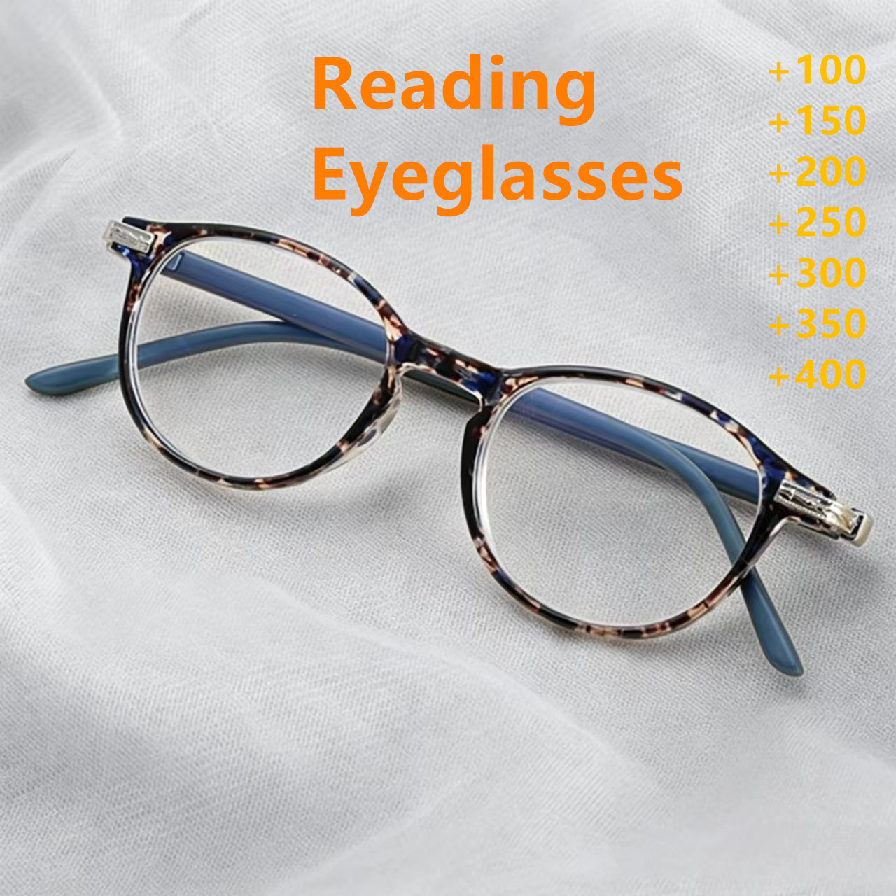 Lunettes de lecture rondes rétro pour femmes, anti-lumière bleue, presbytie, légères, monture bicolore, 100~400 dioptries C