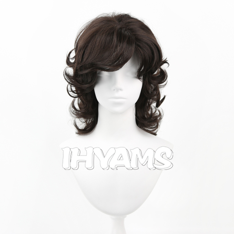 Hip Hop Cool mulet cheveux marron court mulet Cosplay perruques queue de loup coiffure bouclés synthétique fibre résistante à la chaleur