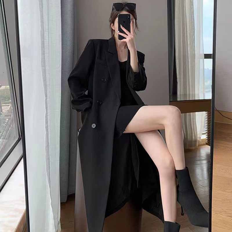 FANAN élégant Long Trench manteau femmes coréen Double boutonnage bureau dame Blazer veste mode Streetwear à manches longues pardessus