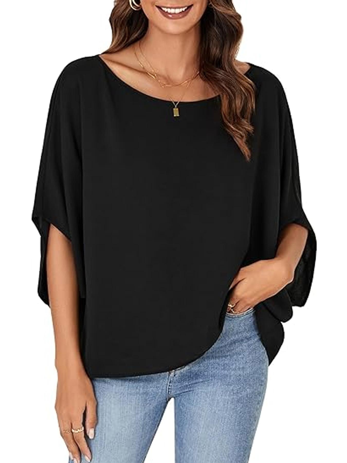 Chemise à manches chauve-souris pour femme, chemisier élégant et confortable pour un usage décontracté, haut tendance pour toutes les occasions