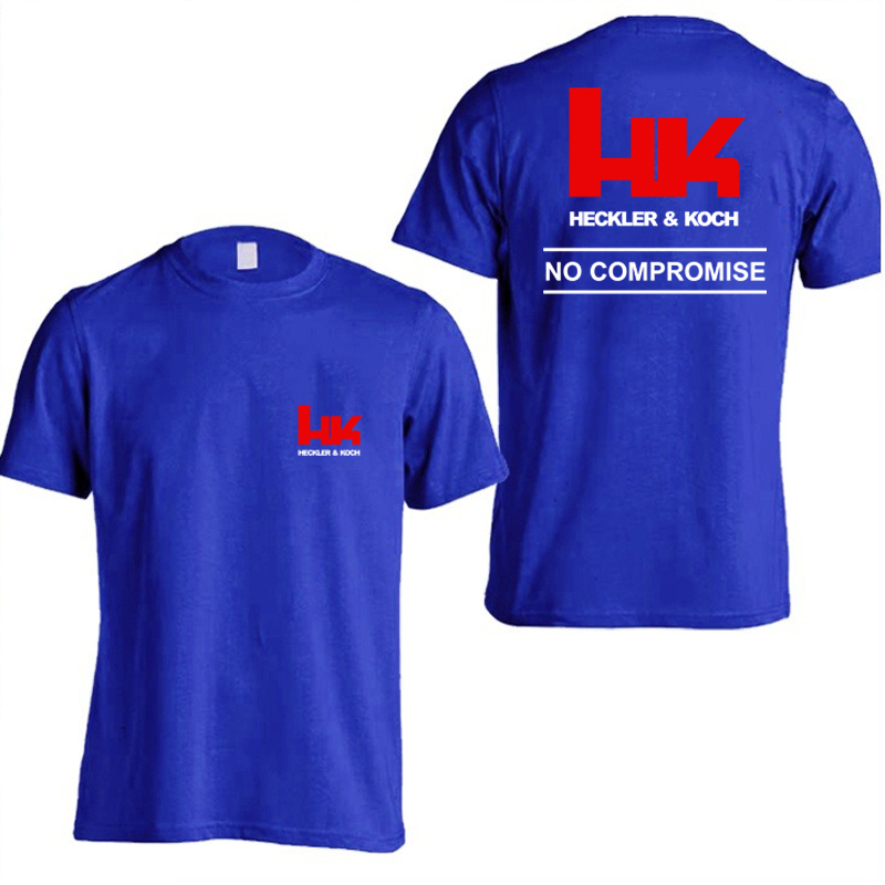 HK Logo Heckler Koch No Compromise T-shirt d'été en coton à manches courtes pour hommes et femmes, T-shirt de sport pour couple, hauts décontractés à la mode pour l'extérieur