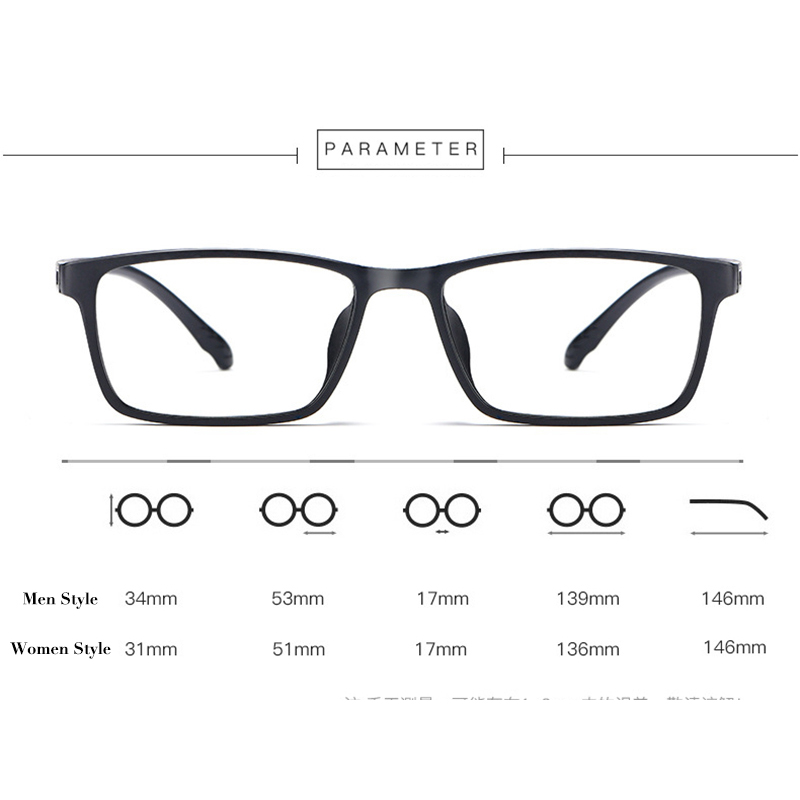 Nouveauté TR-90 lunettes à monture pour hommes et femmes Styles 4 couleurs en option plastique Flexible lunettes durables Prescription