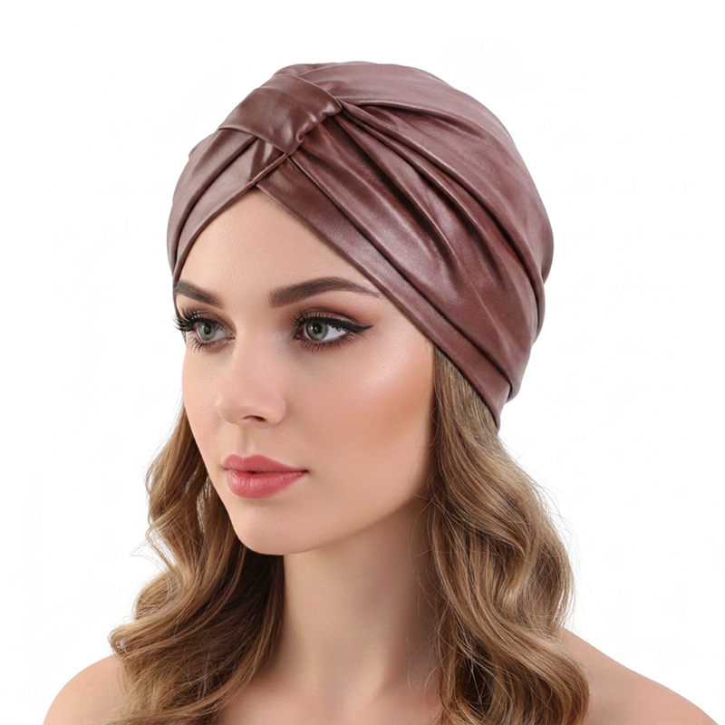 Foulard carré en cuir rétro de style ethnique pour femmes, chapeau hijab musulman, chapeau indien, bonnet africain à nœuds tendance