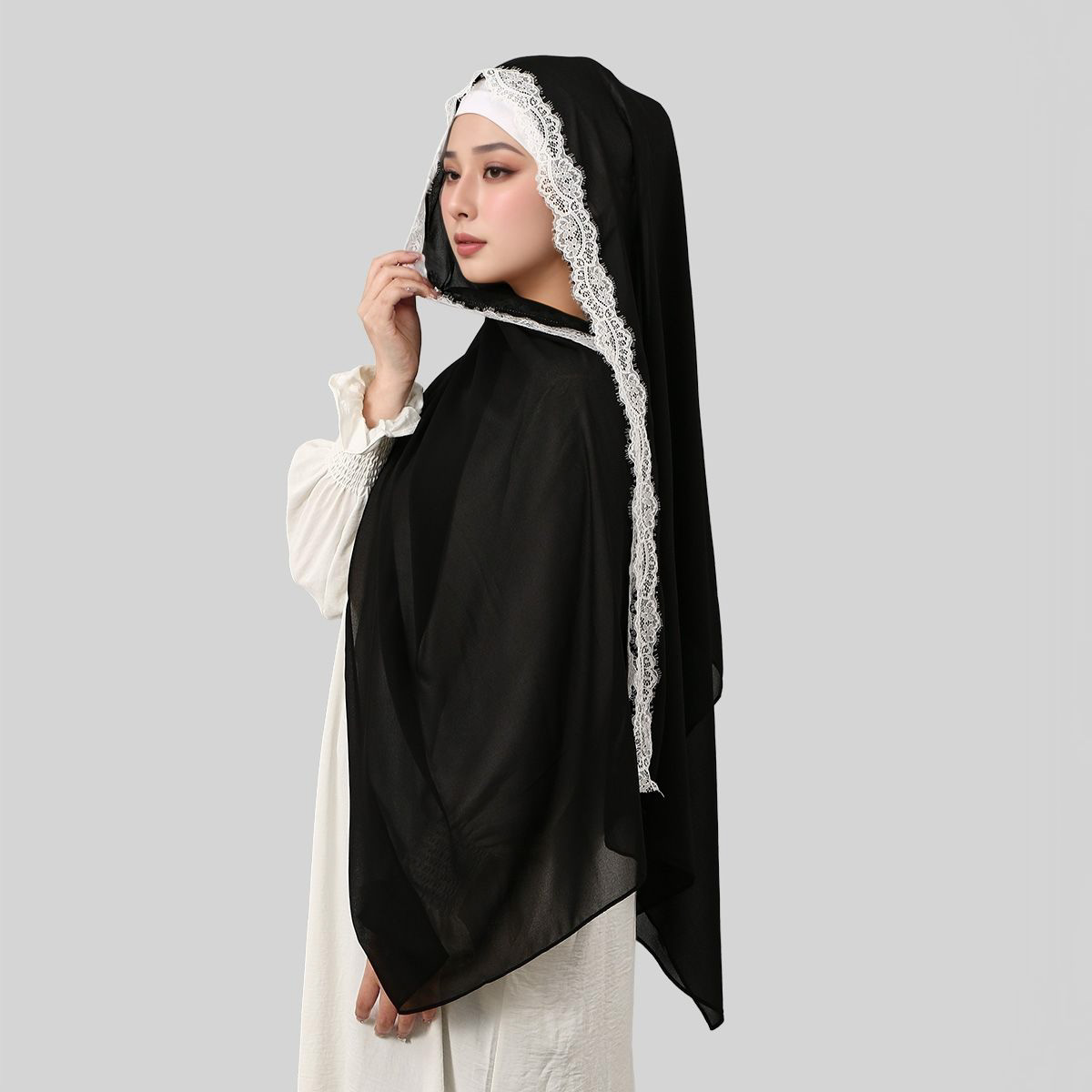 Châles longs en mousseline brodée tendance pour femmes, turban uni de qualité supérieure, foulard de Ramadan, châle malaisien, couvre-chefs