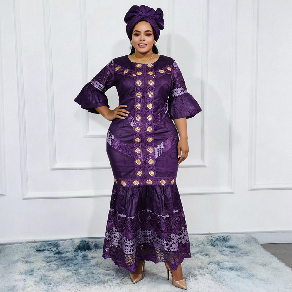Robes longues de soirée africaines grande taille pour femmes 2026 – Robe de luxe brodée Bazin, tenues élégantes, robes de mariée musulmanes et de soirée