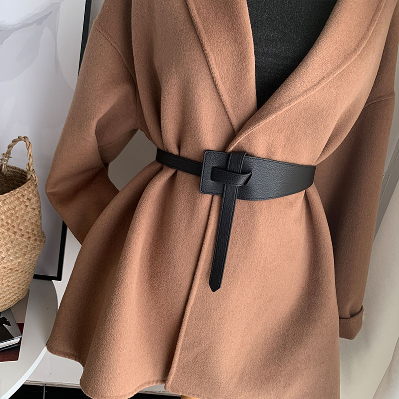 Ceinture corset en cuir large pour femme, ceinture fine nouée, ceinture noire, jupe manteau, accessoires vestisensféminins, mode, 118cm