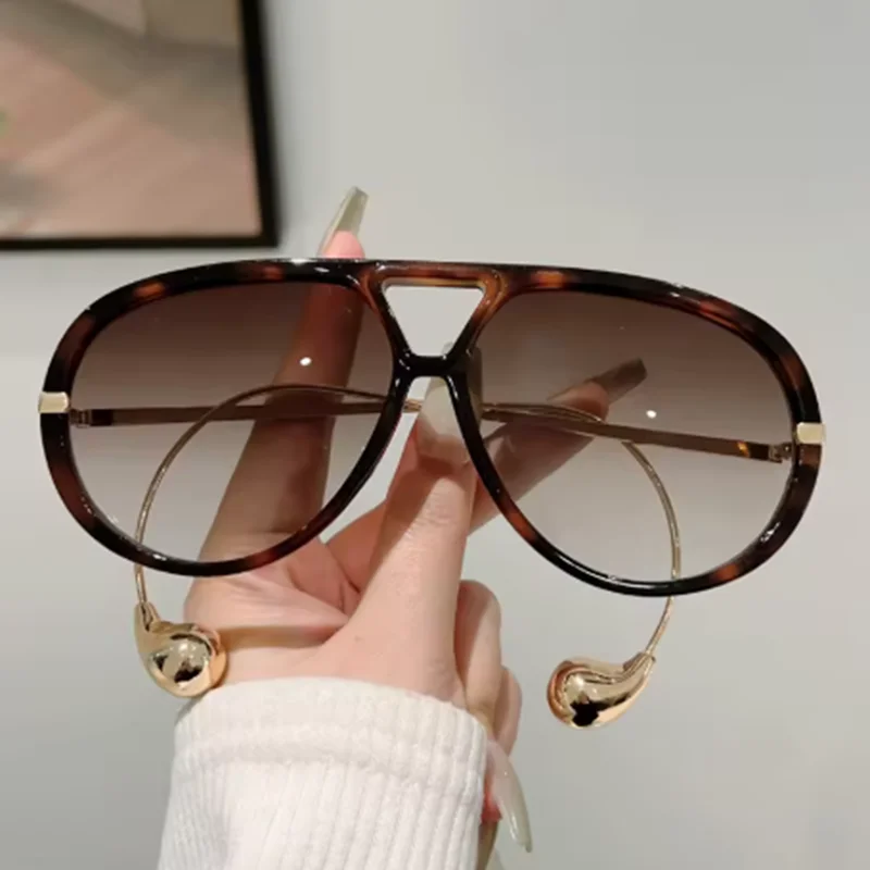 Lunettes de soleil pilote surdimensionnées de marque de luxe pour femmes et hommes, lunettes de soleil Vintage populaires 2025, Punk, Double pont, ombre UV400
